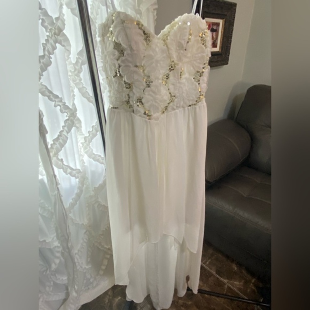 Speechless White Sequin Lined Sheer Dress Size 3 - Picture 1 of 5